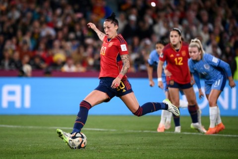 Jennifer Hermoso had her penalty saved by England goalkeeper Mary Earps in the World Cup final in Sydney