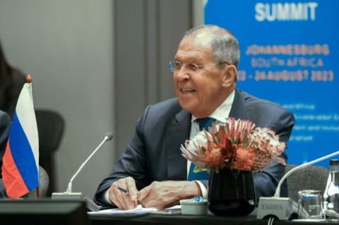 Russia’s Foreign Minister Sergei Lavrov attending the BRICS meeting in Johannesburg on Tuesday