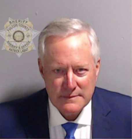 The booking photo of former US President Donald Trump's White House chief of staff Mark Meadows