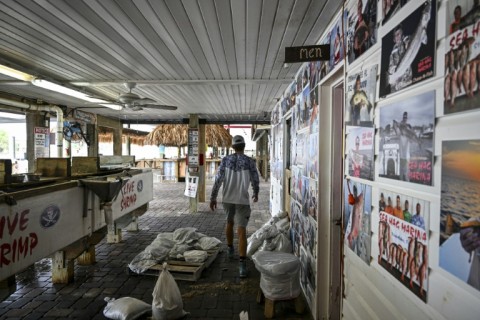 A flooded street is seen near the Steinhatchee marina in Florida on August 30, 2023