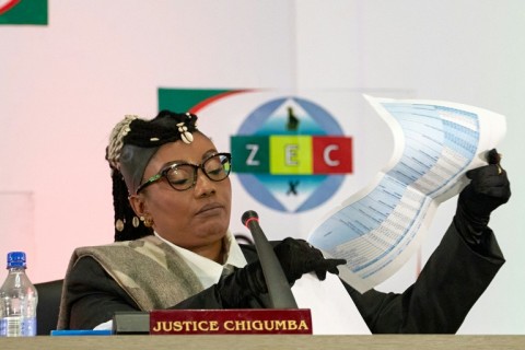 Zimbabwe Electoral Commission Chairperson Justice Priscilla Chigumba reads out the election result