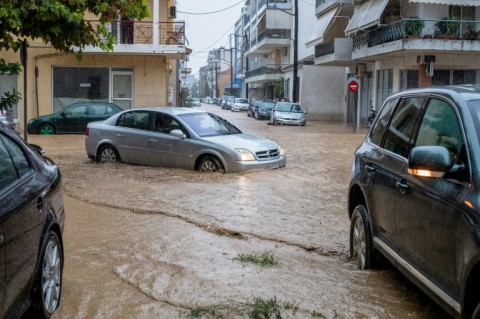 A flooded street in Volos