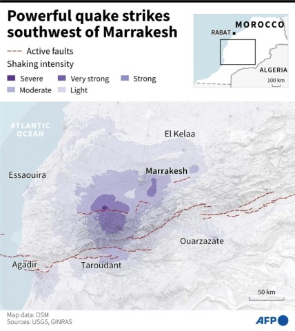 Powerful quake strikes southwest Marrakesh