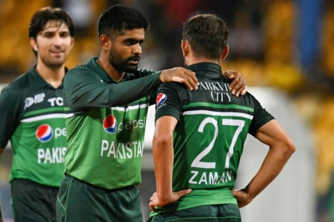 Babar Azam (C) said his side felt the absence of two of its pace spearheads, but that he was confident they would make it to the World Cup