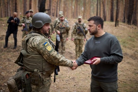 Ukrainian President Volodymyr Zelensky said on Tuesday he was visiting troops near the eastern front line