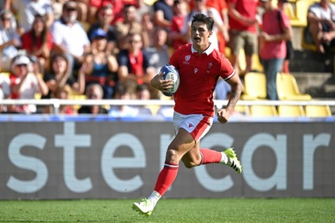 Wales' wing Louis Rees-Zammit scored a second-half hat-trick in their 43-19 win over Georgia 