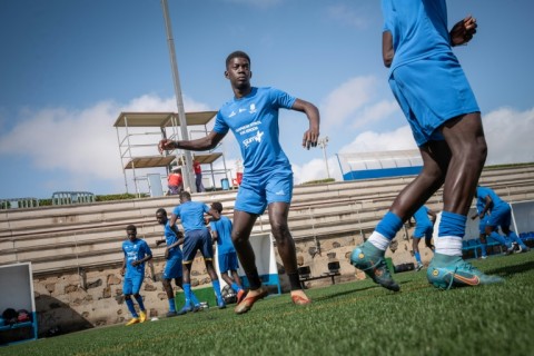 Migrant minors train as part of the "Sansofe ,  or "Welcome", football project on the island of Tenerife in Spain's Canary islands