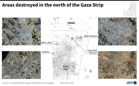 Areas destroyed in the north of the Gaza Strip