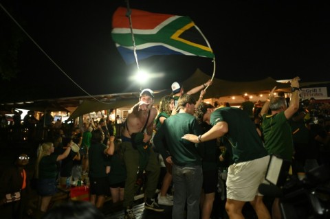 South African fans celebrate  in Johannesburg 