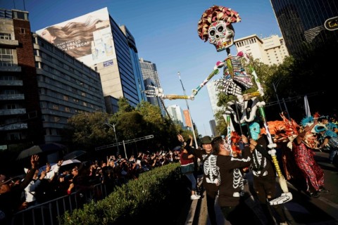 Skeletons with flower crowns are  a usual sight on Day of the Dead in Mexico