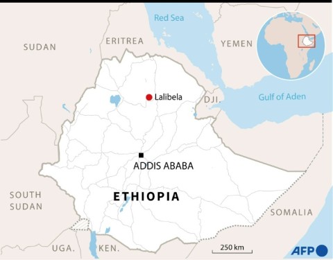 Map of Ethiopia locating the UNESCO World Heritage site of Lalibela