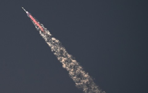 SpaceX's Starship rocket launches on its second test flight from Starbase in Boca Chica, Texas, on November 18, 2023, shortly before exploding