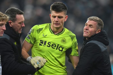 Newcastle goalkeeper Nick Pope suffered a suspected dislocated shoulder