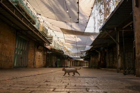 Shops shuttered during a general strike in West Bank city of Hebron