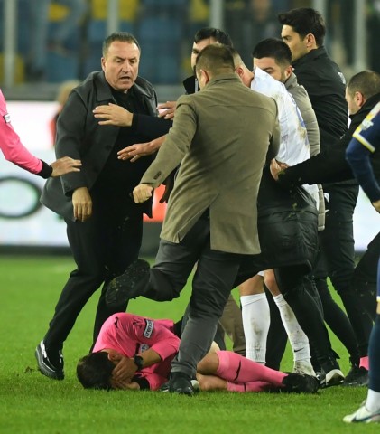 Referee Halil Umut Meler was attacked after awarding an added time penalty kick to the visiting team