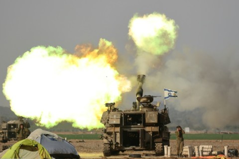 Israeli forces shell the Gaza Strip on December 12