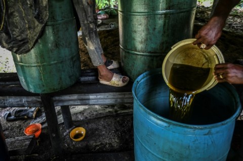 Coca paste is treated in Colombia