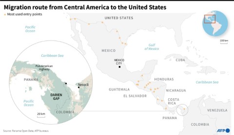 Migration route from Central America to the United States