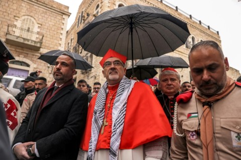 Latin Patriarch of Jerusalem Pierbattista Pizzaballa arrives in Bethlehem in the occupied West Bank