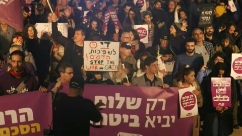 Hundreds rally in Tel Aviv for ceasefire in Gaza