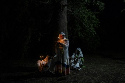 The most pious men and women had spent a cold night by the baths in solemn prayer as priests chanted