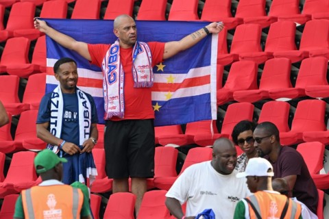 Cape Verde supporters at an African Cup of Nations match in Abidjan, where US Secretary of State Antony Blinken is expected to see a game after a stop in Cape Verde