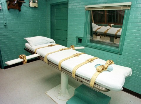 Most executions in the United States are carried out by lethal injection -- this is the death chamber in Huntsville, Texas (image from February 2000)