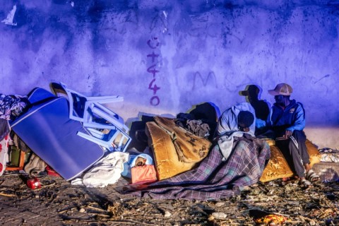 Many of the area's residents spent the night outside