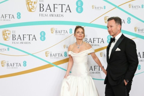 Christian Horner and wife Geri Halliwell on the red carpet at the 2023 BAFTAs in London