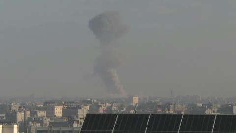 Smoke over southern Khan Yunis, seen from Rafah