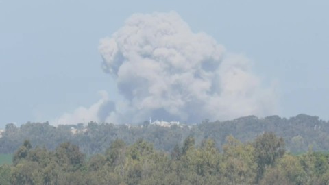Smoke over southern Gaza, seen from Israel