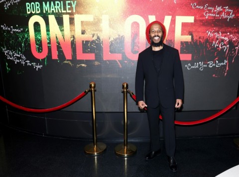 Ziggy Marley, a producer of the biopic about his father "Bob Marley: One Love," appears at a February 13, 2024 screening of the film in Washington 