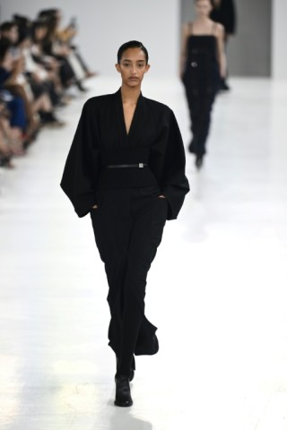 Navy and black featured prominently in the Max Mara collection from designer Ian Griffiths 