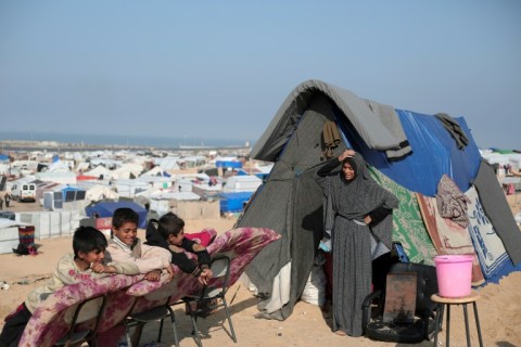 Hundreds of thousands of Palestinians displaced by the war live in makeshift camps in the far-southern Rafah area