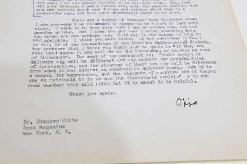 He signed the letter to a journalist writing about Russia's nuclear arsenal as 'Opie'