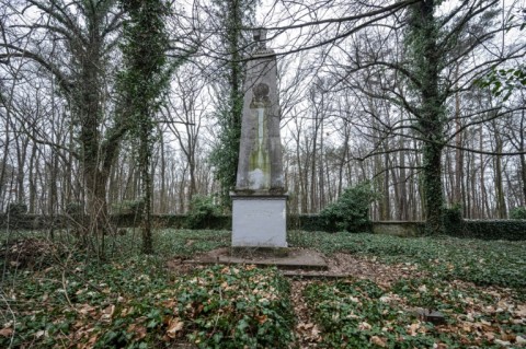 A monument in the graveyard that served Prague's Bohnice mental hospital