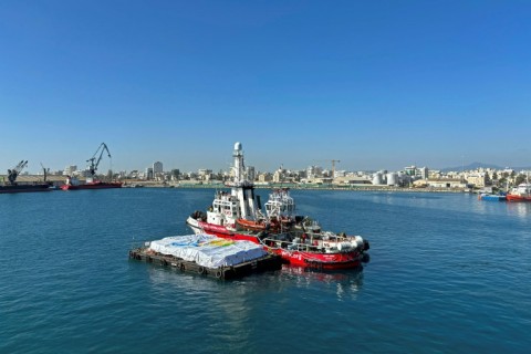 The Open Arms vessel is seen at the Cypriot port of Larnaca