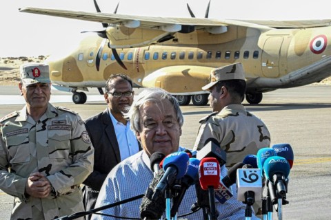 UN Secretary-General Antonio Guterres, speaking to reporters at El-Arish International Airport in Egypt, visited the Egyptian side of the Rafah crossing and urged an end to Gaza's 'nightmare'