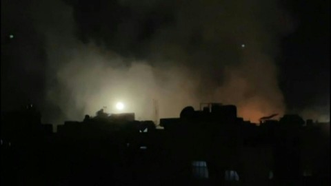 Large plume of smoke rises after strike on Rafah in Gaza's south