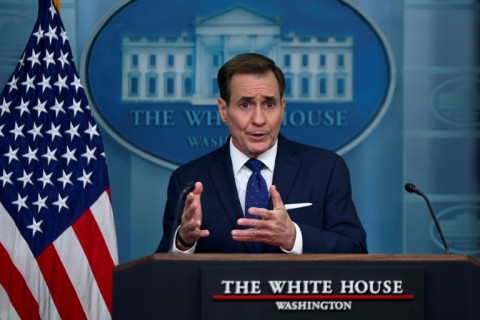 White House National Security Council spokesman John Kirby speaks during the daily press briefing at the White House on April 4, 2024