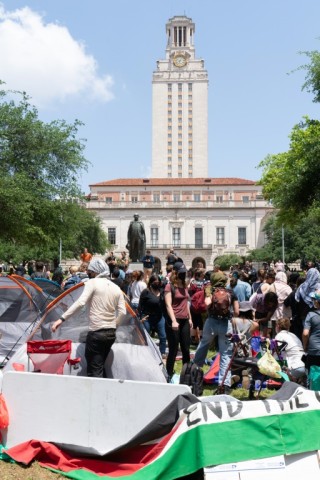 Pro-Palestinian students gathered at the University of Texas in Austin
