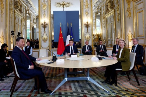Macron and Xi were also joined by European Commission President Ursula von der Leyen 