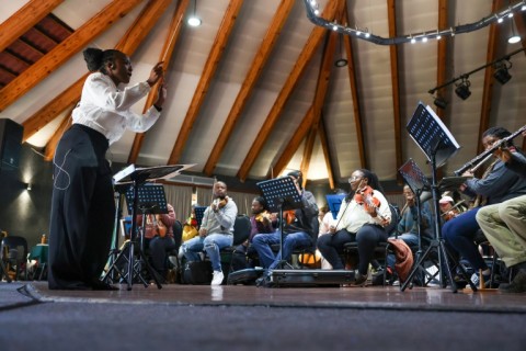 Ofentse Pitse conducts intense rehearsals for a new opera combining popular amapiano hits with classical music 