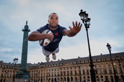 Rugby sevens player Varian Pasquet scores in the elegant Place Vendome