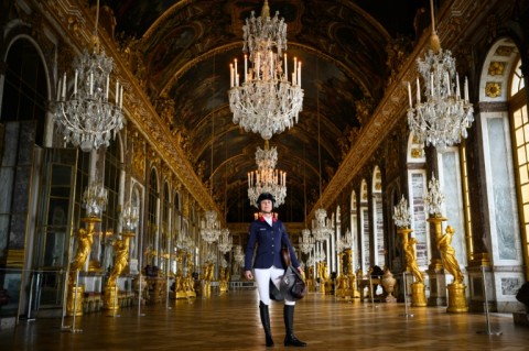 French equestrian Penelope Leprevost in the Hall of Mirrors at Palace of Versailles