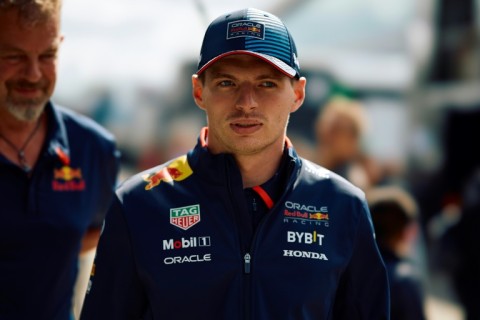 Max Verstappen at Silverstone on Thursday after clearing the air with his friend Lando Norris 