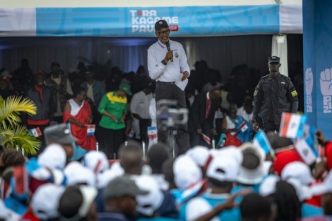 Kagame is running for a fourth term against two other candidates 