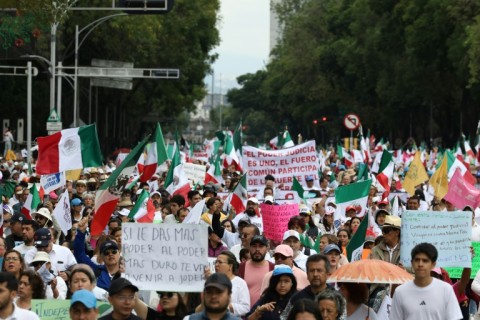 Opponents of Mexican President Andres Manuel Lopez Obrador's judicial reforms protest in the capital