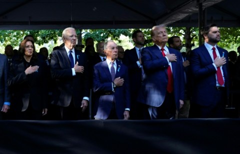 Kamala Harris, Joe Biden, Donald Trump and J.D. Vance attend a remembrance ceremony on the 23rd anniversary of the September 11 terror attack