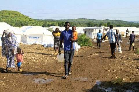 Displaced Sudanese, who have returned from Ethiopia, in a camp run by the United Nations Refugee Agency (UNHCR) in Sudan's border town of Gallabat -- more than 10 million have been uprooted by Sudan's war